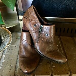 BORN brown leather booties. Edgy. Size 8. Heel